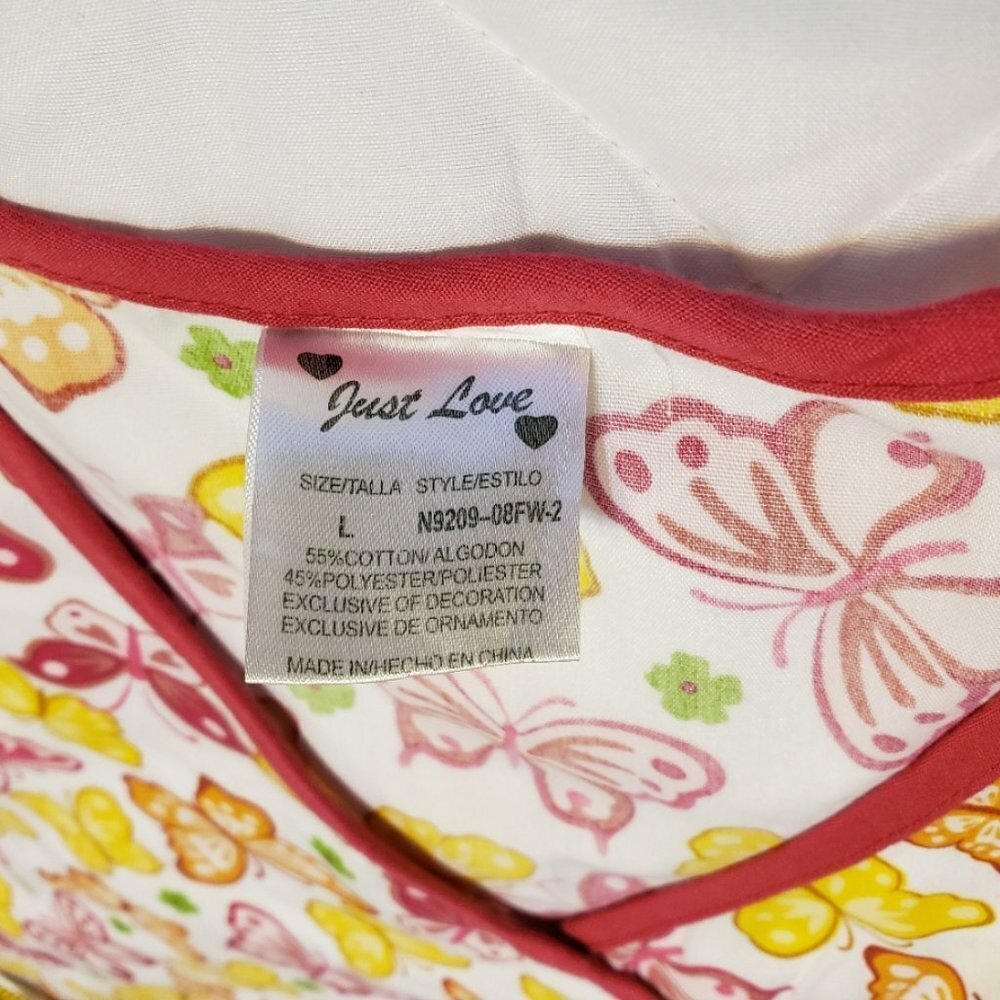 Just Love Large Scrub Top- Pink Yellow Butterflies - Picture 6 of 8